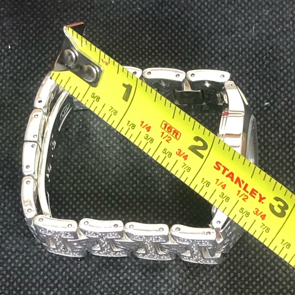 LOIS HILL Sterling Silver Large Round White Face Alternating Links Swiss Watch - Picture 16 of 17